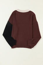 Load image into Gallery viewer, Contrast Round Neck Dropped Shoulder Sweater