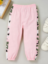 Load image into Gallery viewer, Girls Color Block Printed Cold-Shoulder Tee and Joggers Set