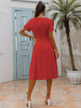 Load image into Gallery viewer, Decorative Button Tie Front Midi Dress