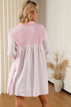 Load image into Gallery viewer, Buttoned Collared Neck Dropped Shoulder Mini Dress