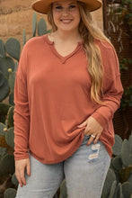 Load image into Gallery viewer, Plus Size Notched Long Sleeve T-Shirt