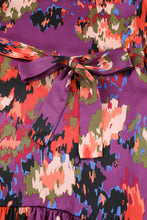 Load image into Gallery viewer, Abstract Print Belted Ruffle Hem Dress