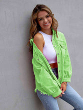 Load image into Gallery viewer, Distressed Drop Shoulder Denim Jacket