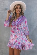 Load image into Gallery viewer, Bohemian Ruffle Hem Drawstring Waist Mini Dress