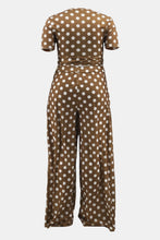 Load image into Gallery viewer, Plus Size Polka Dot Round Neck Top and Wide Leg Pants Set