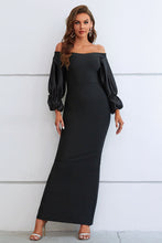 Load image into Gallery viewer, Off-Shoulder Bubble Sleeve Slit Dress