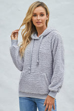 Load image into Gallery viewer, Drawstring Sherpa Hoodie with Pocket
