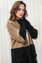 Load image into Gallery viewer, Color Block Dropped Shoulder Longline Cardigan