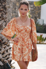 Load image into Gallery viewer, Printed Square Neck Puff Sleeve Romper