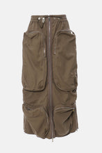 Load image into Gallery viewer, Zip Up Midi Skirt with Cargo Pockets