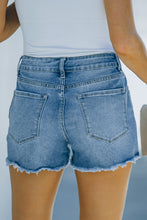 Load image into Gallery viewer, Frayed Hem Distressed Denim Shorts