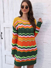 Load image into Gallery viewer, Openwork Round Neck Sweater Dress