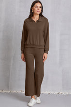 Load image into Gallery viewer, Half Zip Collared Neck Sweatshirt and Pants Set