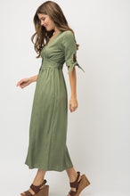 Load image into Gallery viewer, Linen Button Down Tie Sleeve Dress