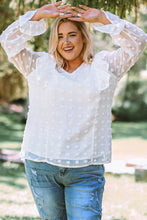Load image into Gallery viewer, Plus Size Swiss Dot Ruffled Blouse