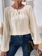 Load image into Gallery viewer, Ruched Swiss Dot Long Sleeve T-Shirt