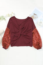 Load image into Gallery viewer, Nutcracker Sequin Crisscross Twisted Back Long Sleeve Blouse