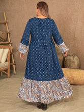 Load image into Gallery viewer, Plus Size Printed Balloon Sleeve Maxi Dress