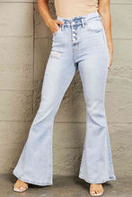 Load image into Gallery viewer, BAYEAS High Waisted Button Fly Flare Jeans