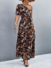 Load image into Gallery viewer, Printed Tie Waist One Shoulder Maxi Dress