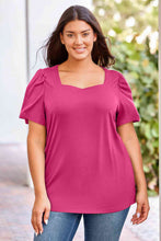 Load image into Gallery viewer, Plus Size Square Neck Puff Sleeve Tee