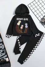 Load image into Gallery viewer, Boys F1 Graphic Hoodie and Side Gingham Pants Set