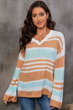 Load image into Gallery viewer, Striped V-Neck Knit Top