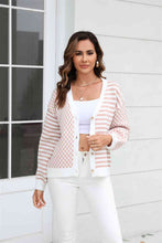 Load image into Gallery viewer, Button-Down Stripe & Plaid Contrast Pattern Cardigan
