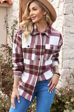Load image into Gallery viewer, Plaid Dropped Shoulder Pocket Shacket