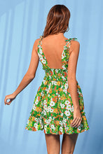 Load image into Gallery viewer, Floral Tie-Shoulder Deep V Ruffle Hem Dress