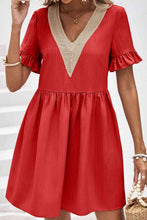 Load image into Gallery viewer, V-Neck Flounce Sleeve A-Line Dress