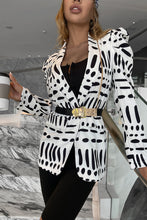 Load image into Gallery viewer, Printed One-Button Shawl Collar Blazer (Belt Not Included)