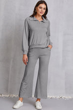 Load image into Gallery viewer, Half Zip Collared Neck Sweatshirt and Pants Set