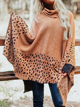 Load image into Gallery viewer, Leopard Turtleneck Poncho