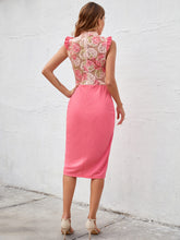 Load image into Gallery viewer, Floral Spliced Lace Side Slit Midi Dress