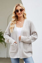 Load image into Gallery viewer, Open Front Raglan Sleeve Pocketed Cardigan