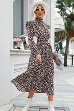 Load image into Gallery viewer, Floral Mock Neck Tie Waist Midi Dress