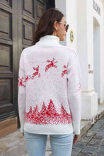Load image into Gallery viewer, Reindeer & Snow Pattern Turtle Neck Pullover Sweater
