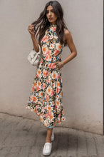 Load image into Gallery viewer, Printed Tiered Pocketed Mock Neck Midi Dress