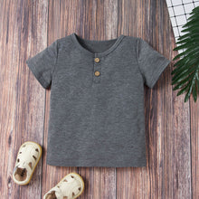 Load image into Gallery viewer, Kids Quarter Button T-Shirt and Drawstring Waist Shorts Set