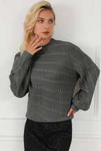 Load image into Gallery viewer, Cable-Knit Mock Neck Dropped Shoulder Sweater