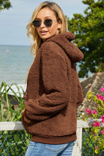 Load image into Gallery viewer, Drawstring Sherpa Hoodie with Pocket