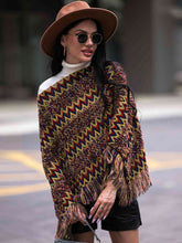 Load image into Gallery viewer, Fringe Hem Boat Neck Poncho