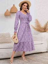 Load image into Gallery viewer, Smocked V-Neck Tie Belt Dress