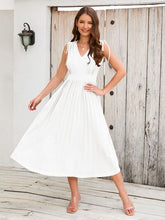 Load image into Gallery viewer, Pleated V-Neck Sleeveless Midi Dress