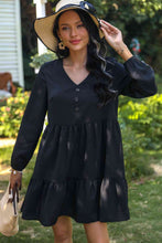Load image into Gallery viewer, V-Neck Buttoned Long Sleeve Dress