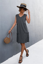 Load image into Gallery viewer, V-Neck Frill Trim Sleeveless Dress