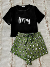 Load image into Gallery viewer, Graphic Tee and Panda Print Shorts Lounge Set