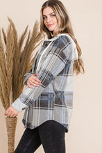 Load image into Gallery viewer, Reborn J Plaid Button Up Drawstring Hooded Jacket