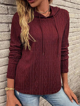 Load image into Gallery viewer, Cable-Knit Drawstring Hooded Knit Top